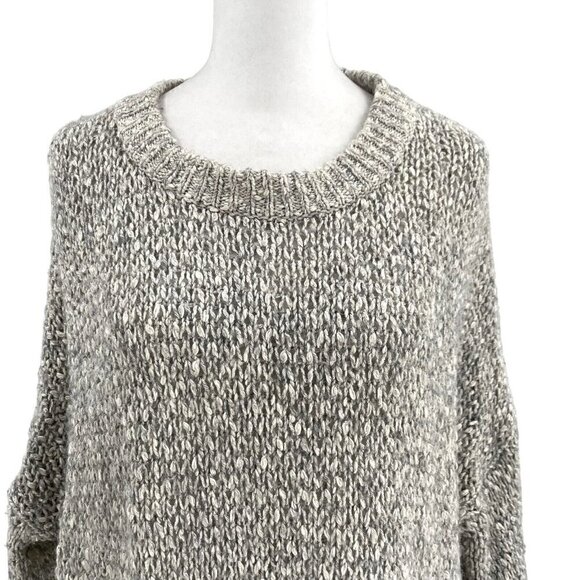 Madewell Wool Alpaca Oversized Open Knit Pullover Sweater Fuzzy Gray size Medium - Picture 2 of 6